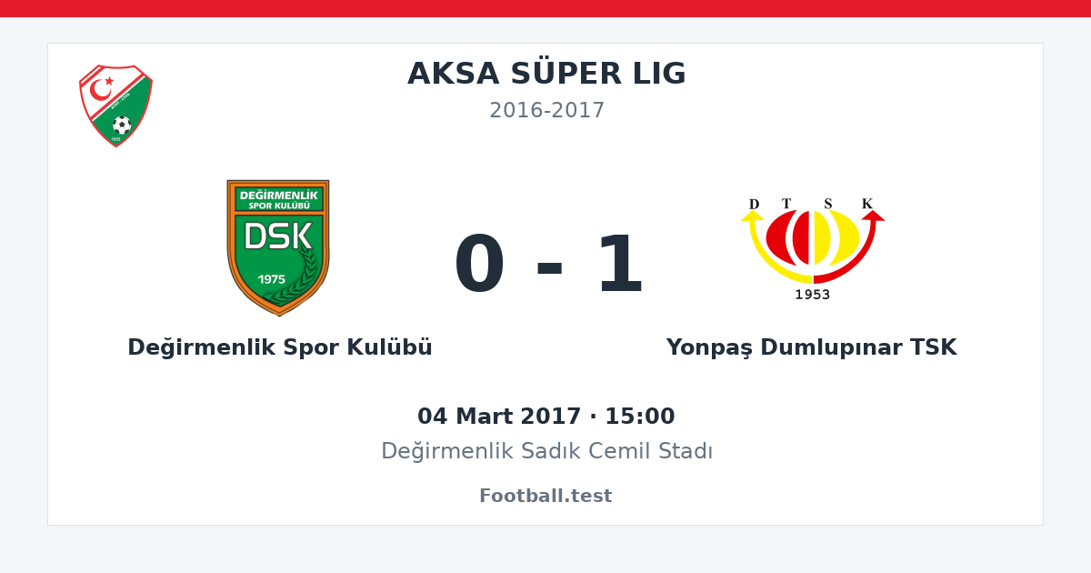 Değirmenlik Spor Kulübü - Yonpaş Dumlupınar TSK 0 - 1 paylaşım kartı