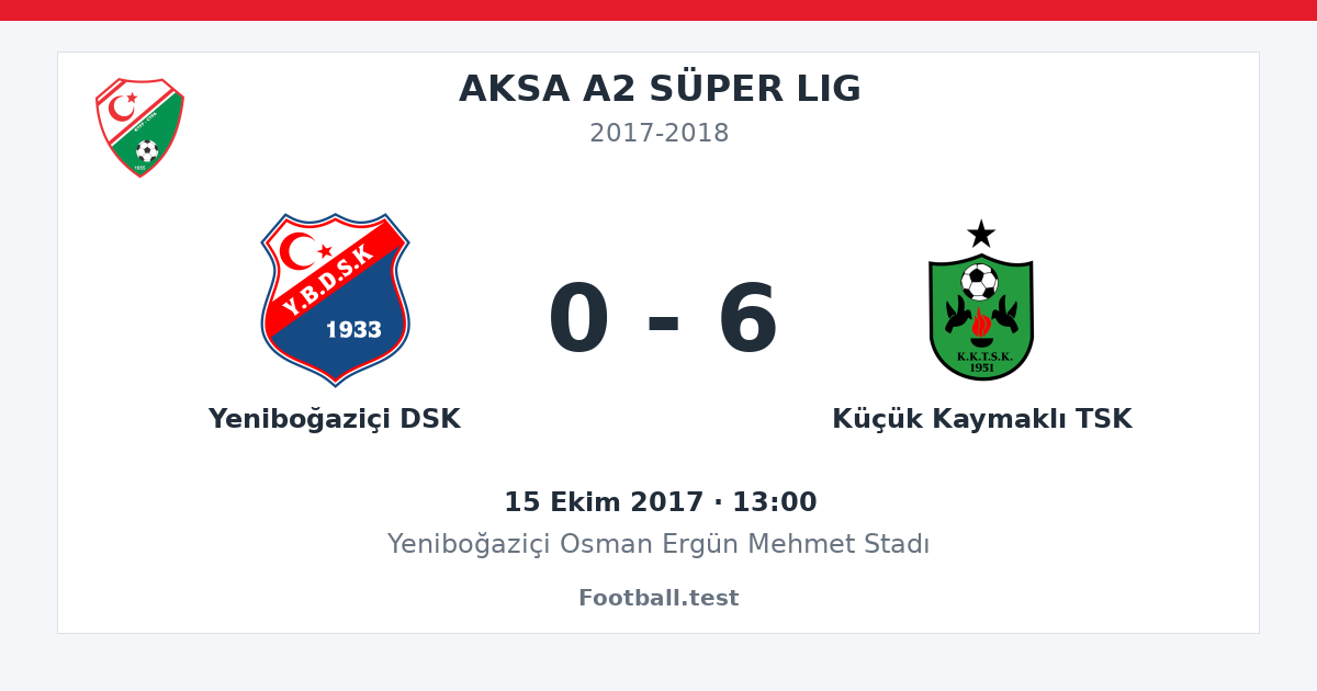 Yeniboğaziçi DSK - Küçük Kaymaklı TSK 0 - 6 paylaşım kartı
