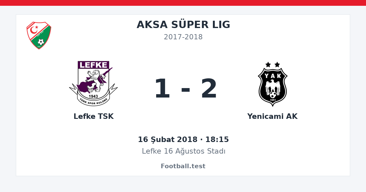 Lefke TSK - Yenicami AK 1 - 2 paylaşım kartı