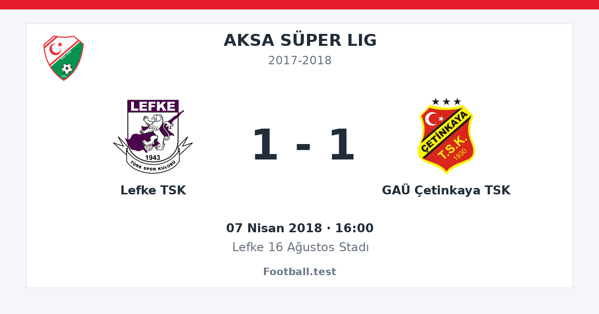 Lefke TSK - GAÜ Çetinkaya TSK 1 - 1 paylaşım kartı