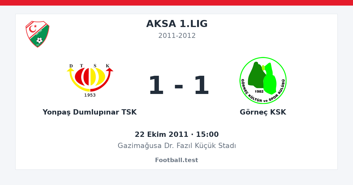 Yonpaş Dumlupınar TSK - Görneç KSK 1 - 1 paylaşım kartı