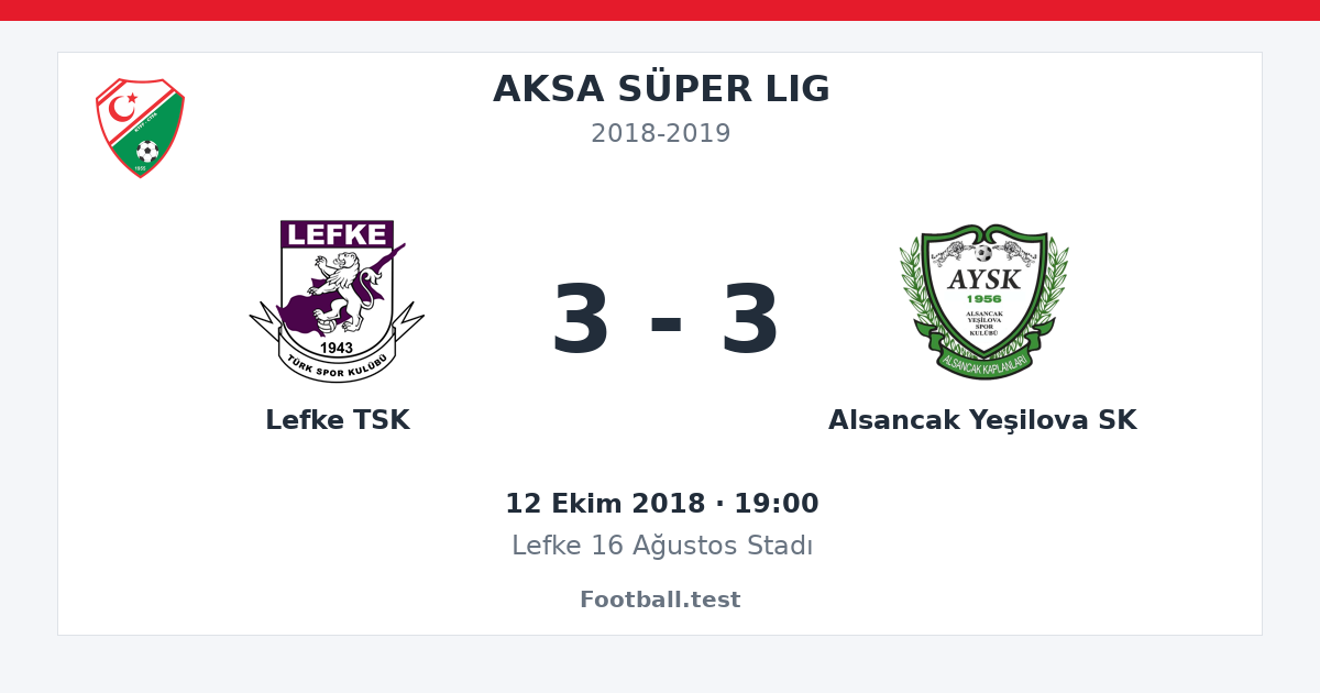 Lefke TSK - Alsancak Yeşilova SK 3 - 3 paylaşım kartı
