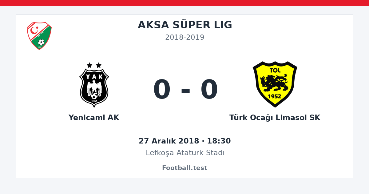Yenicami AK - Türk Ocağı Limasol SK 0 - 0 paylaşım kartı