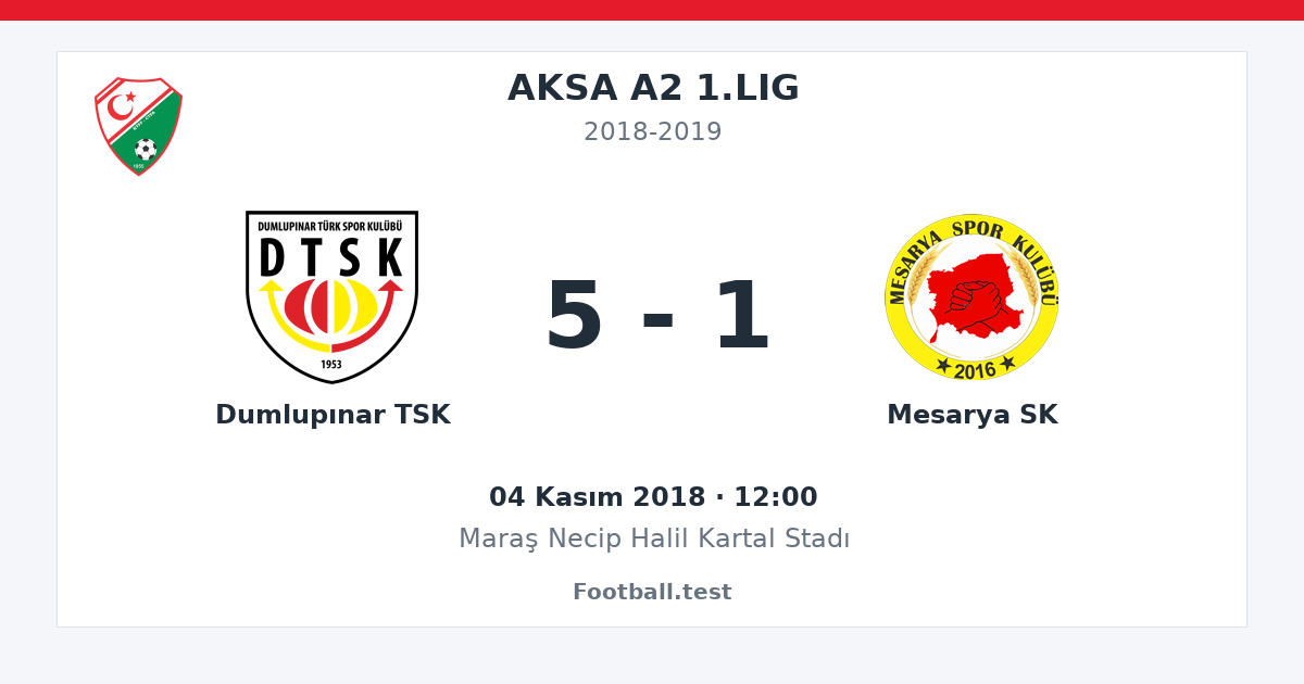 Dumlupınar TSK - Mesarya SK 5 - 1 paylaşım kartı