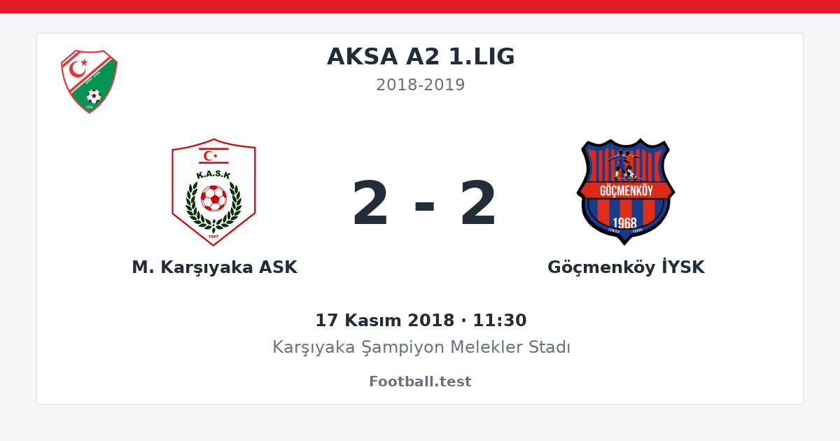 M. Karşıyaka ASK - Göçmenköy İYSK 2 - 2 paylaşım kartı