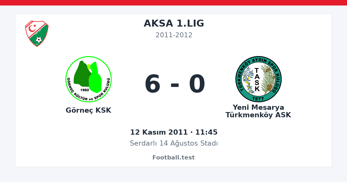 Görneç KSK - Yeni Mesarya Türkmenköy ASK 6 - 0 paylaşım kartı