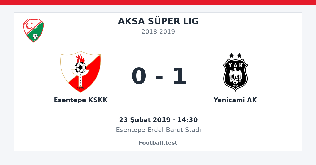 Esentepe KSKK - Yenicami AK 0 - 1 paylaşım kartı