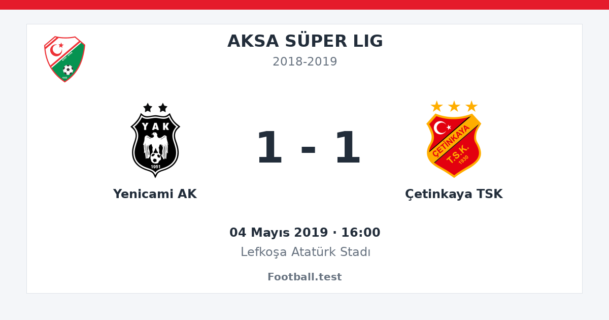Yenicami AK - Çetinkaya TSK 1 - 1 paylaşım kartı
