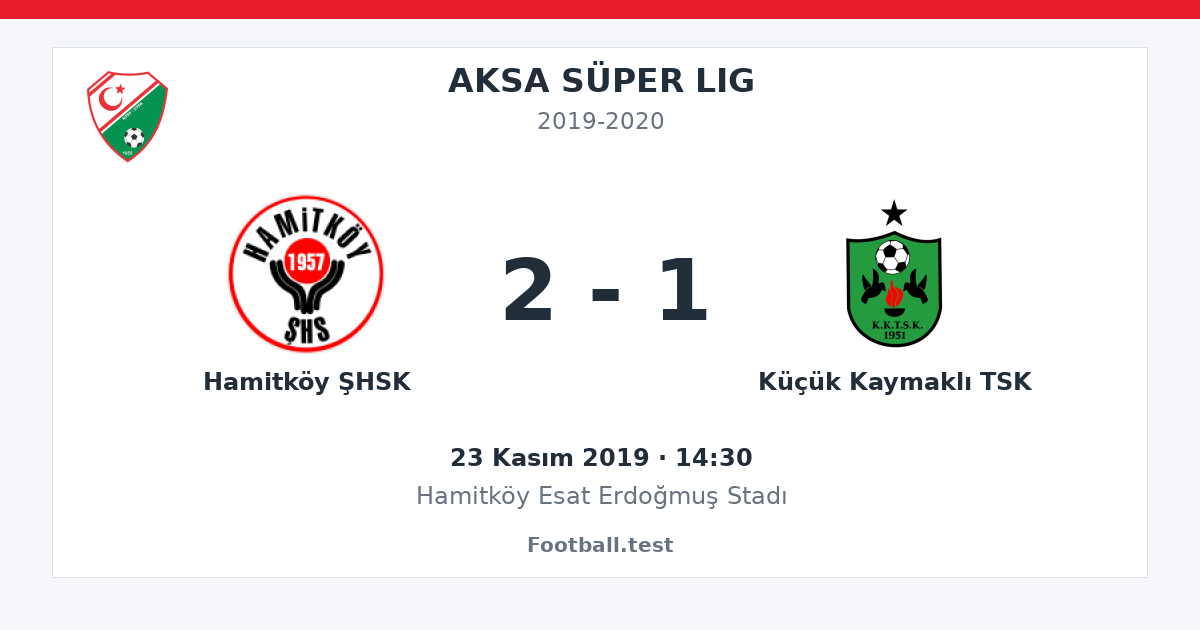 Hamitköy ŞHSK - Küçük Kaymaklı TSK 2 - 1 paylaşım kartı