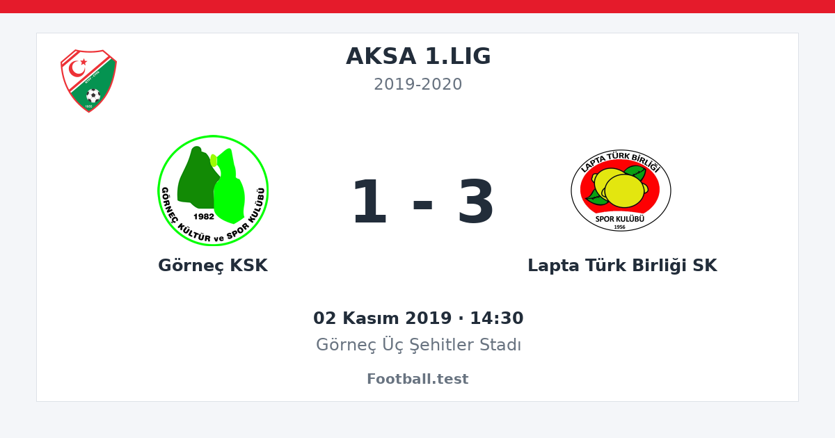 Görneç KSK - Lapta Türk Birliği SK 1 - 3 paylaşım kartı