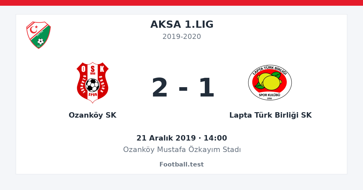 Ozanköy SK - Lapta Türk Birliği SK 2 - 1 paylaşım kartı