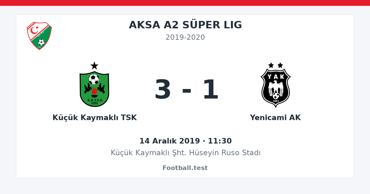 Küçük Kaymaklı TSK - Yenicami AK 3 - 1 paylaşım kartı