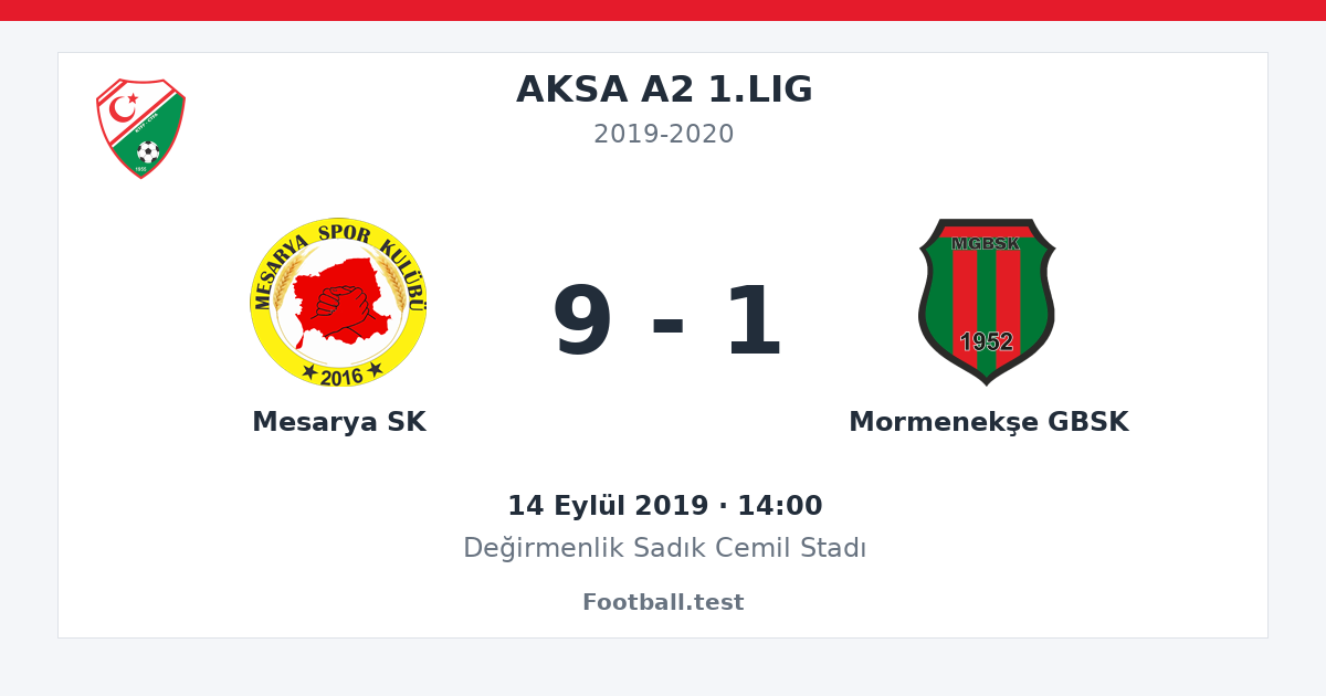 Mesarya SK - Mormenekşe GBSK 9 - 1 paylaşım kartı