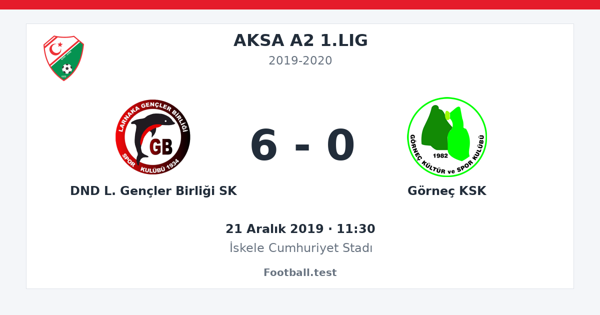 DND L. Gençler Birliği SK - Görneç KSK 6 - 0 paylaşım kartı