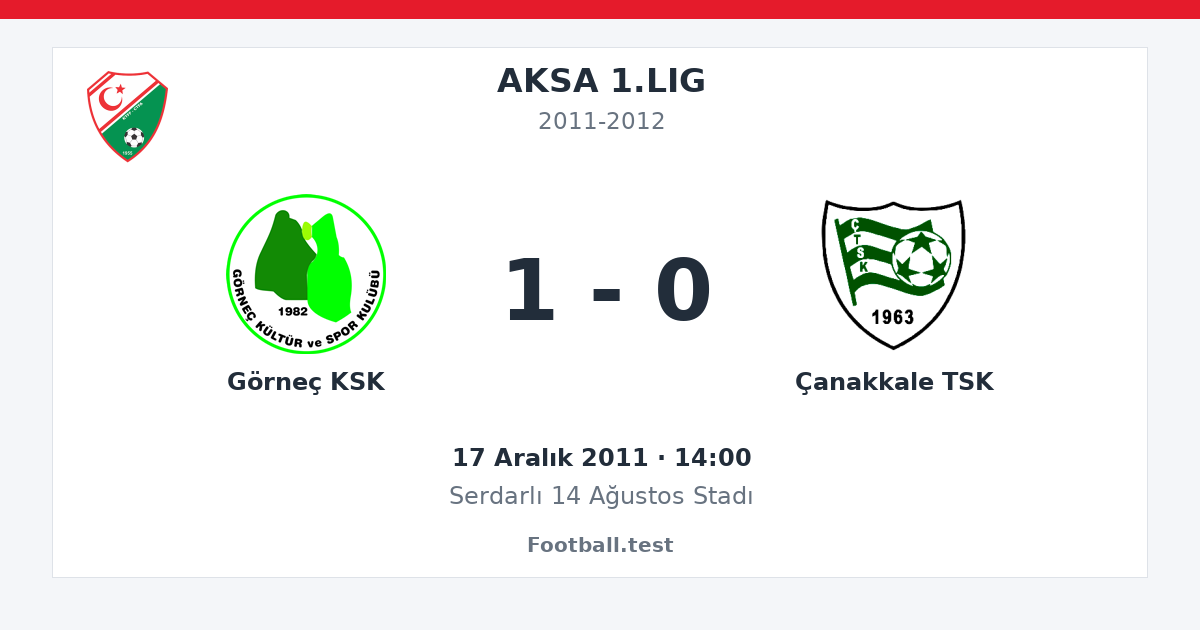 Görneç KSK - Çanakkale TSK 1 - 0 paylaşım kartı