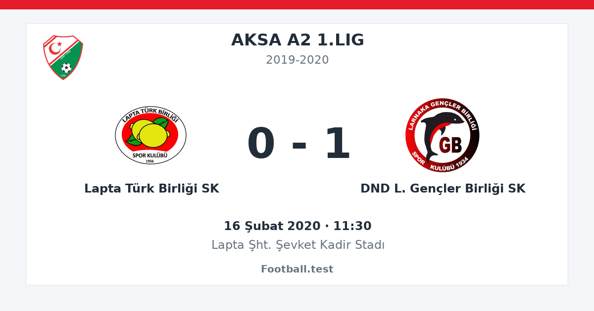 Lapta Türk Birliği SK - DND L. Gençler Birliği SK 0 - 1 paylaşım kartı
