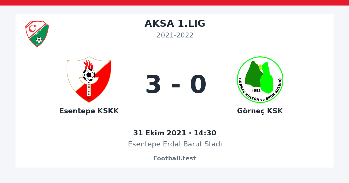 Esentepe KSKK - Görneç KSK 3 - 0 paylaşım kartı