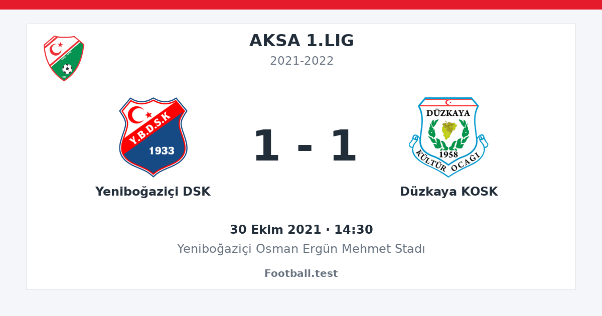 Yeniboğaziçi DSK - Düzkaya KOSK 1 - 1 paylaşım kartı