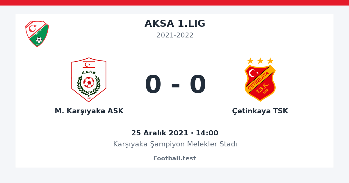 M. Karşıyaka ASK - Çetinkaya TSK 0 - 0 paylaşım kartı