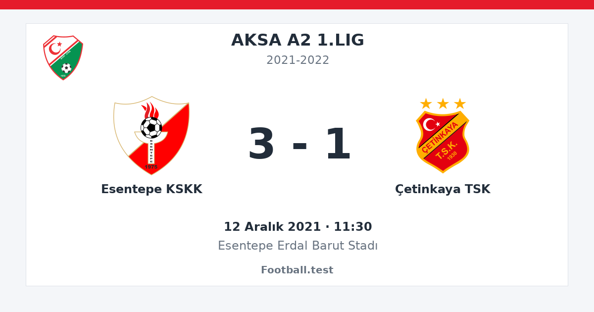 Esentepe KSKK - Çetinkaya TSK 3 - 1 paylaşım kartı
