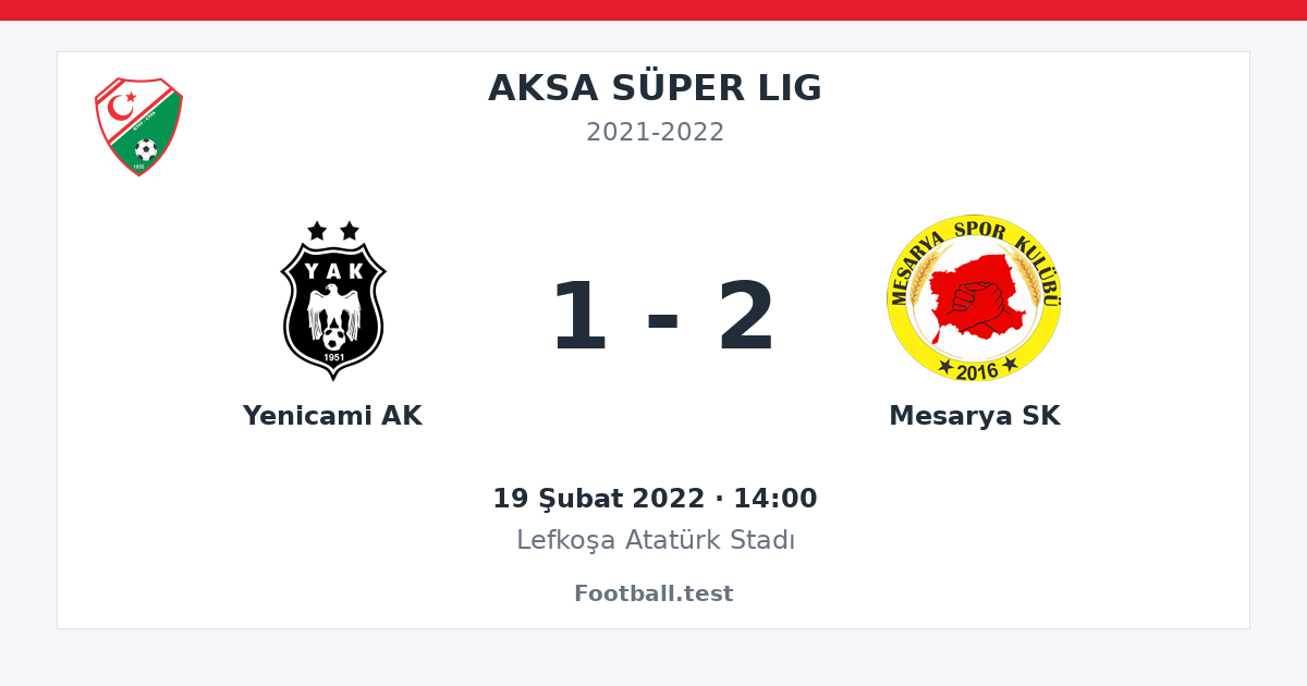 Yenicami AK - Mesarya SK 1 - 2 paylaşım kartı