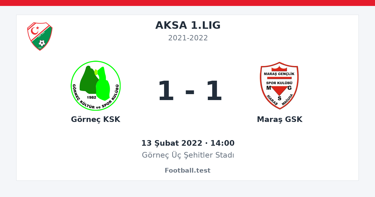 Görneç KSK - Maraş GSK 1 - 1 paylaşım kartı
