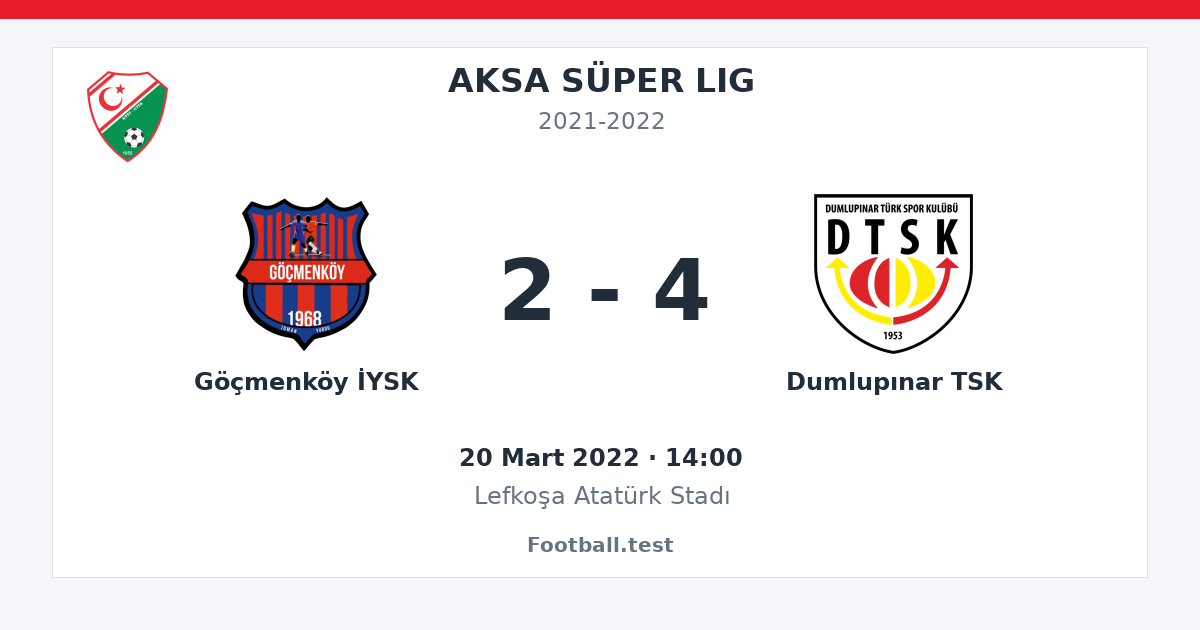 Göçmenköy İYSK - Dumlupınar TSK 2 - 4 paylaşım kartı