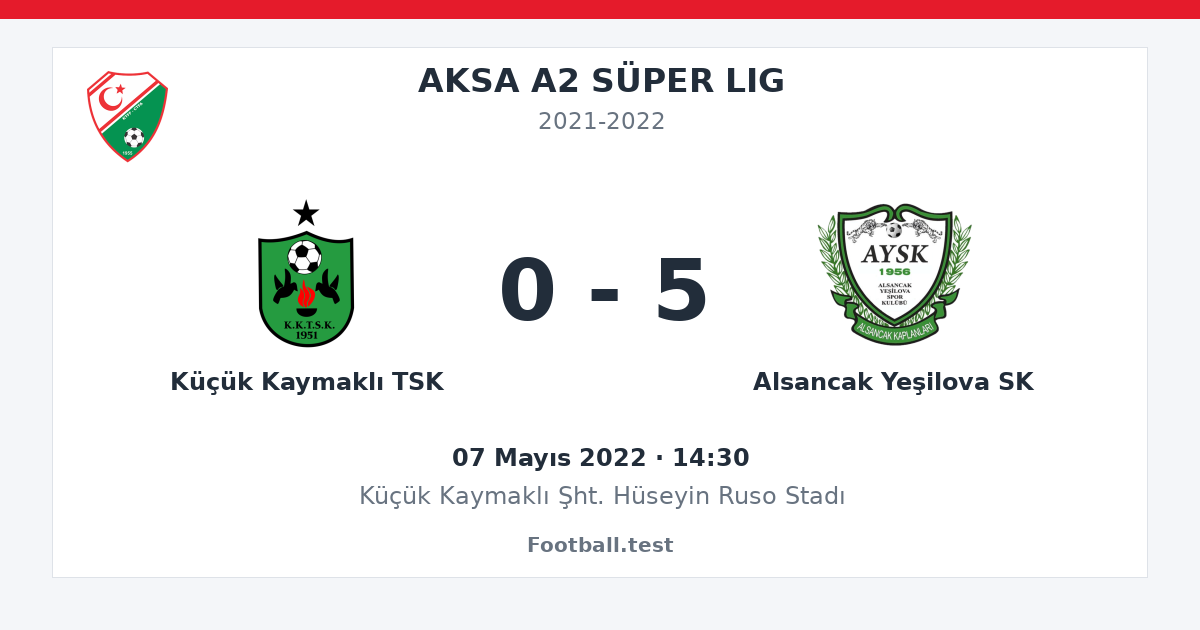 Küçük Kaymaklı TSK - Alsancak Yeşilova SK 0 - 5 paylaşım kartı