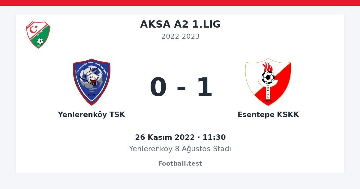 Yenierenköy TSK - Esentepe KSKK 0 - 1 paylaşım kartı