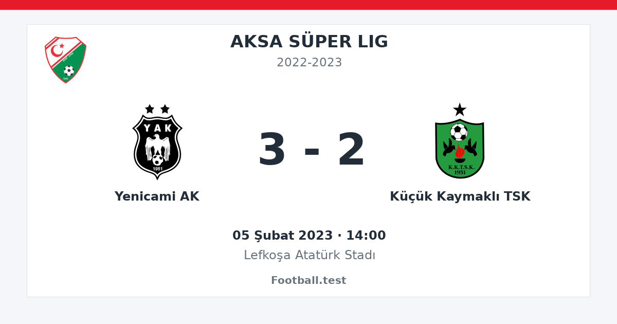 Yenicami AK - Küçük Kaymaklı TSK 3 - 2 paylaşım kartı