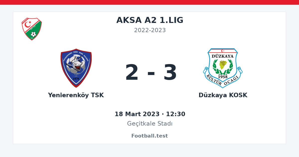 Yenierenköy TSK - Düzkaya KOSK 2 - 3 paylaşım kartı