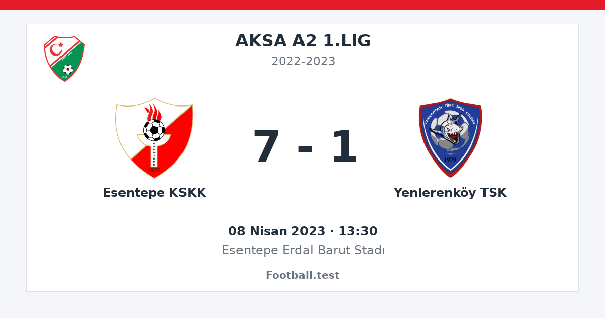 Esentepe KSKK - Yenierenköy TSK 7 - 1 paylaşım kartı