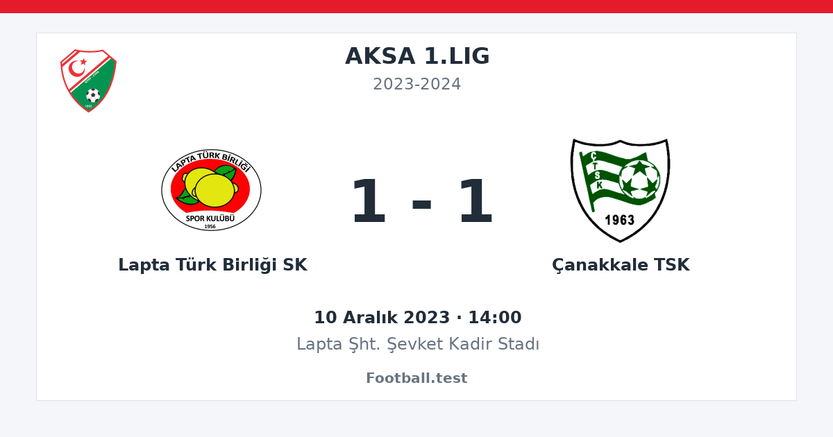 Lapta Türk Birliği SK - Çanakkale TSK 1 - 1 paylaşım kartı