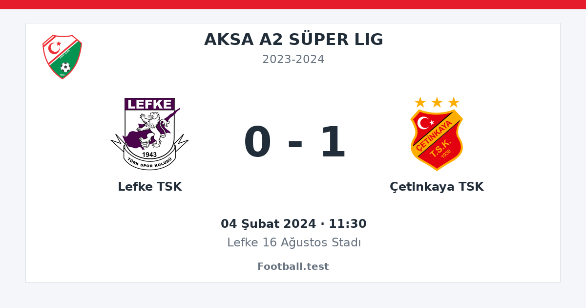 Lefke TSK - Çetinkaya TSK 0 - 1 paylaşım kartı