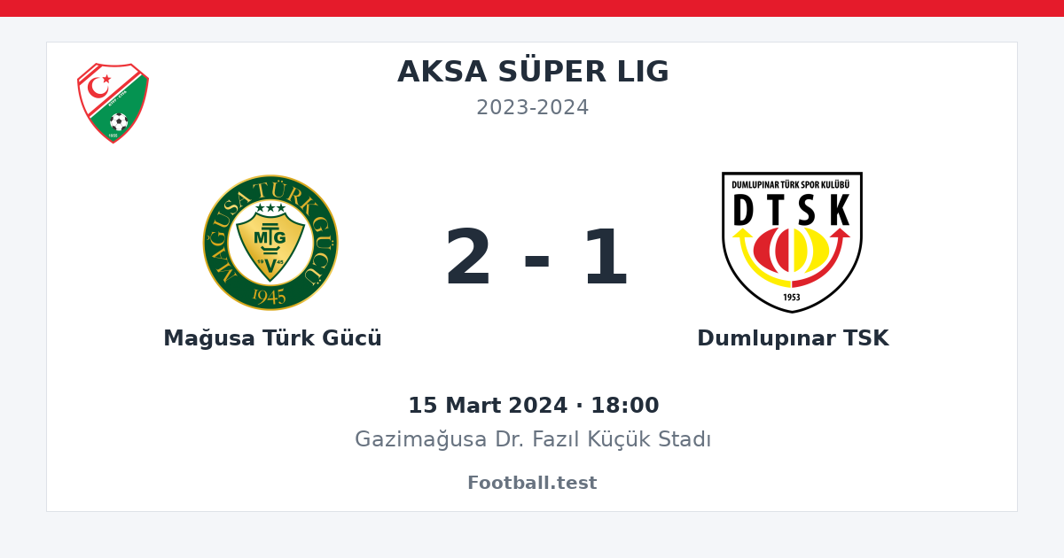 Mağusa Türk Gücü - Dumlupınar TSK 2 - 1 paylaşım kartı