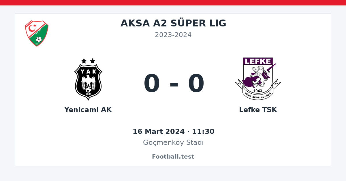 Yenicami AK - Lefke TSK 0 - 0 paylaşım kartı