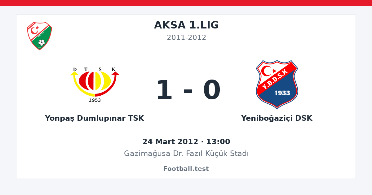 Yonpaş Dumlupınar TSK - Yeniboğaziçi DSK 1 - 0 paylaşım kartı