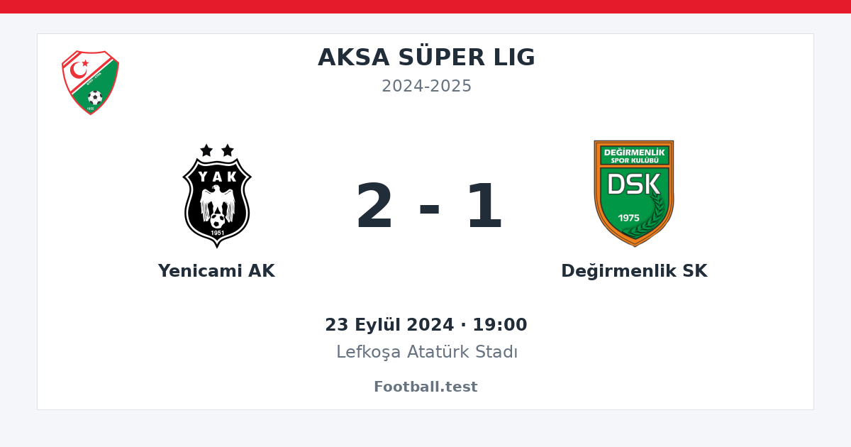 Yenicami AK - Değirmenlik SK 2 - 1 paylaşım kartı