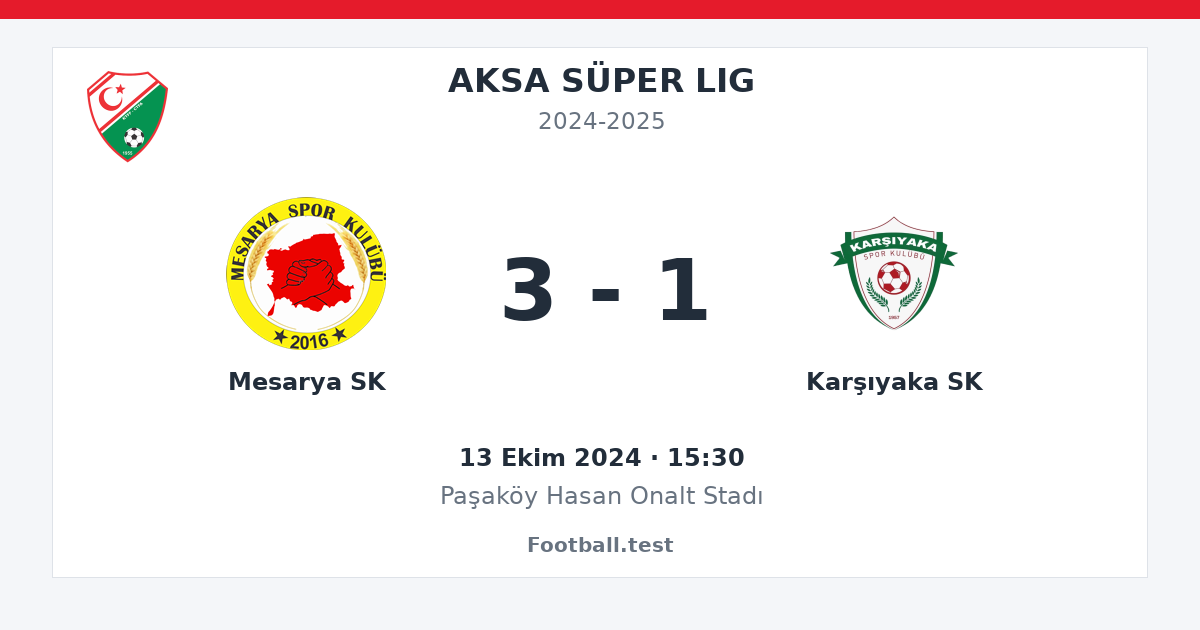 Mesarya SK - Karşıyaka SK 3 - 1 paylaşım kartı