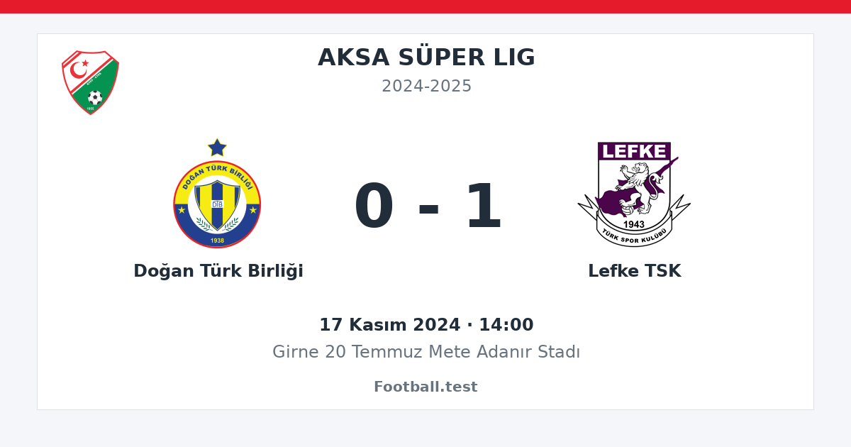 Doğan Türk Birliği - Lefke TSK 0 - 1 paylaşım kartı