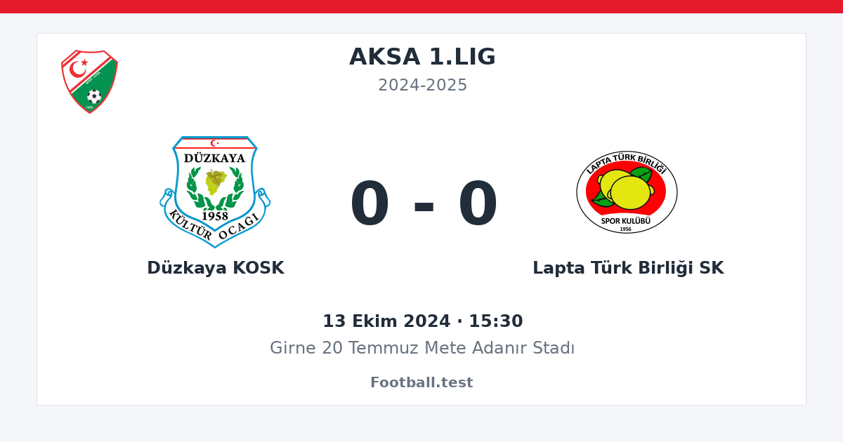 Düzkaya KOSK - Lapta Türk Birliği SK 0 - 0 paylaşım kartı