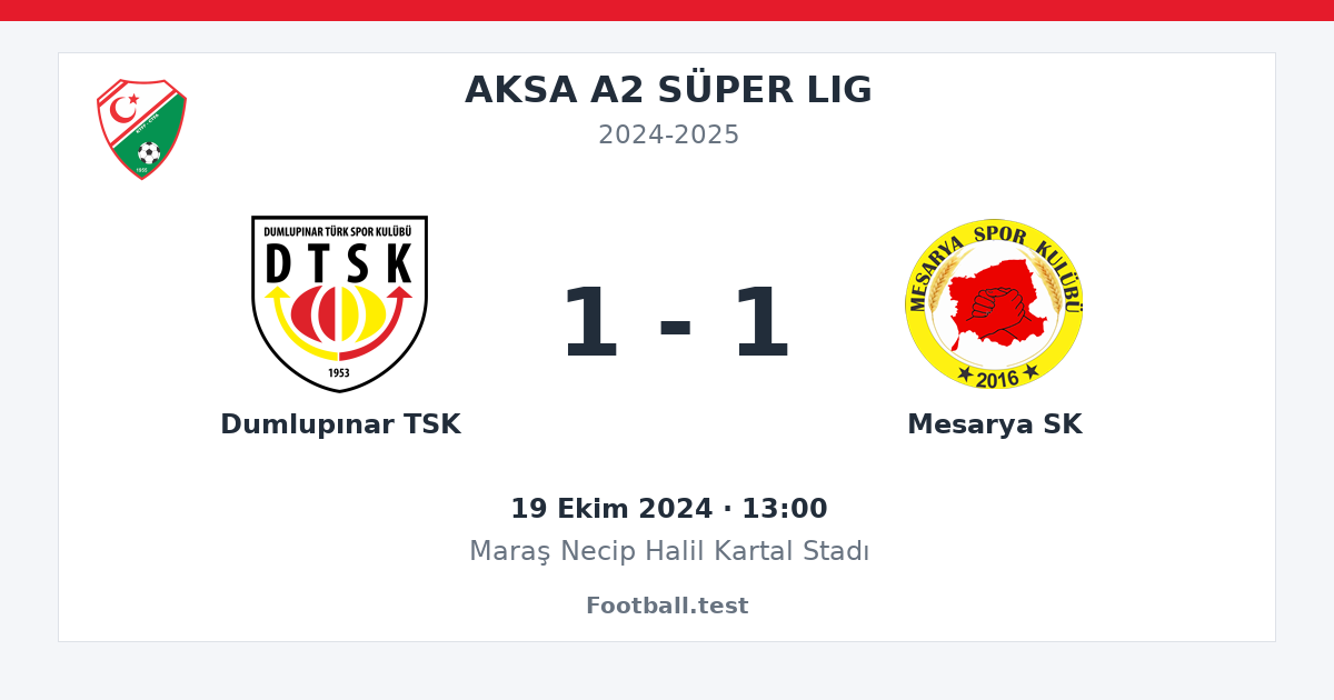 Dumlupınar TSK - Mesarya SK 1 - 1 paylaşım kartı