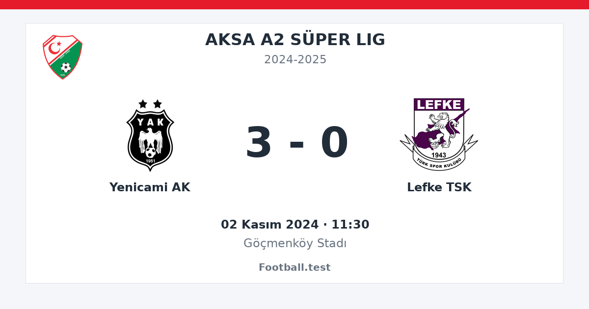 Yenicami AK - Lefke TSK 3 - 0 paylaşım kartı