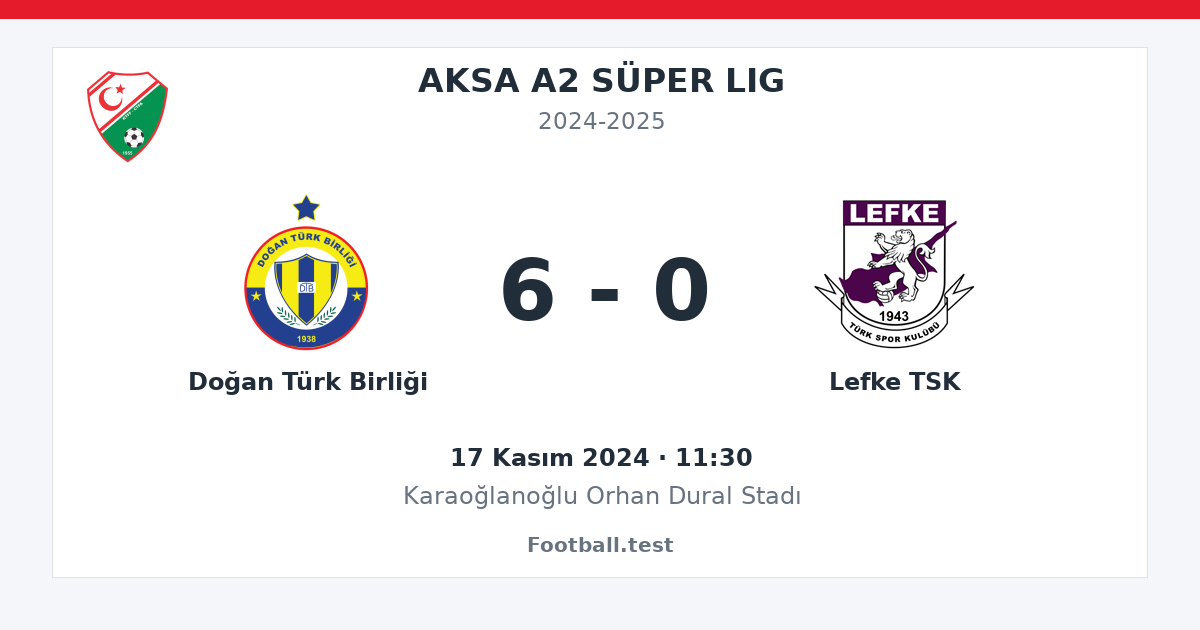 Doğan Türk Birliği - Lefke TSK 6 - 0 paylaşım kartı