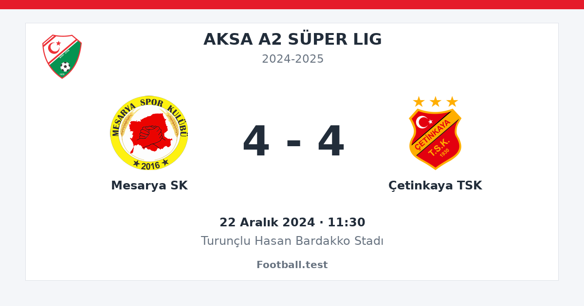 Mesarya SK - Çetinkaya TSK 4 - 4 paylaşım kartı