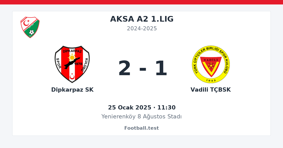 Dipkarpaz SK - Vadili TÇBSK 2 - 1 paylaşım kartı
