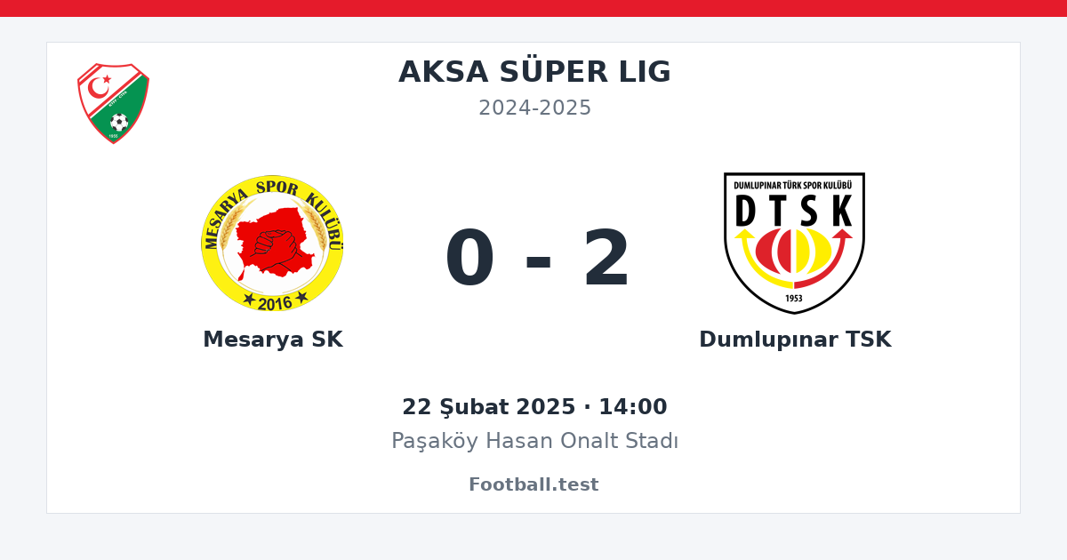 Mesarya SK - Dumlupınar TSK 0 - 2 paylaşım kartı