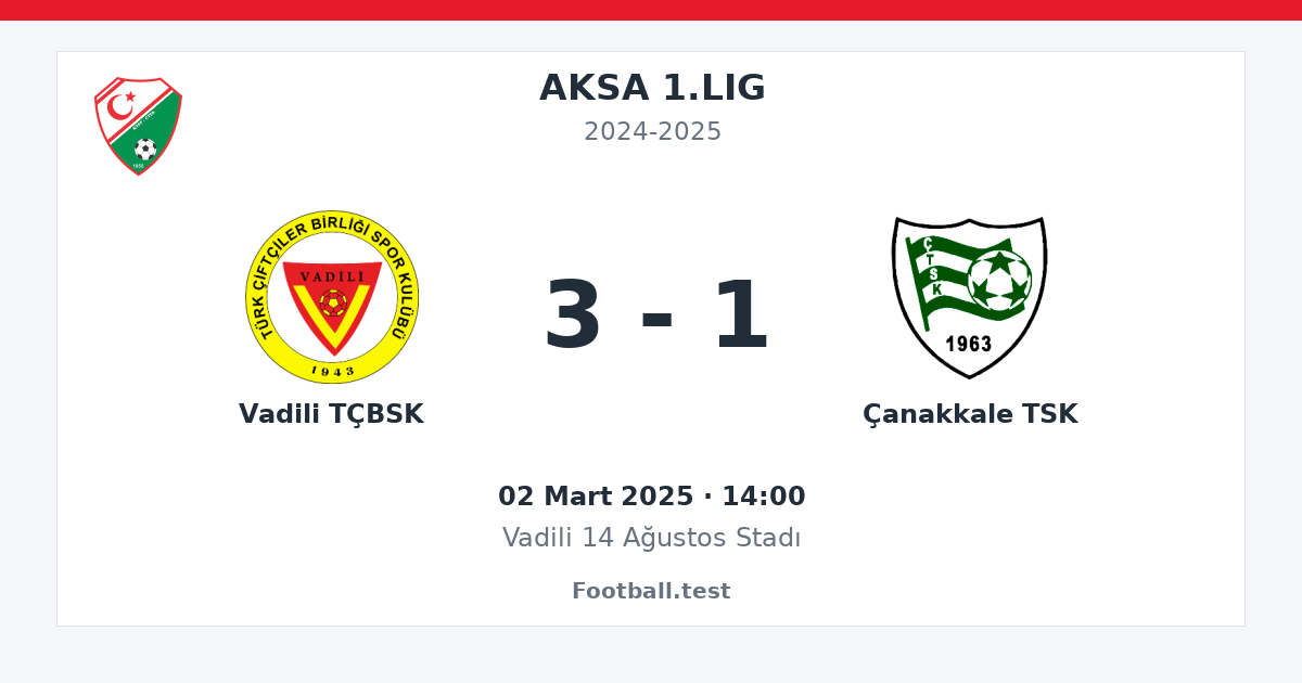 Vadili TÇBSK - Çanakkale TSK 3 - 1 paylaşım kartı