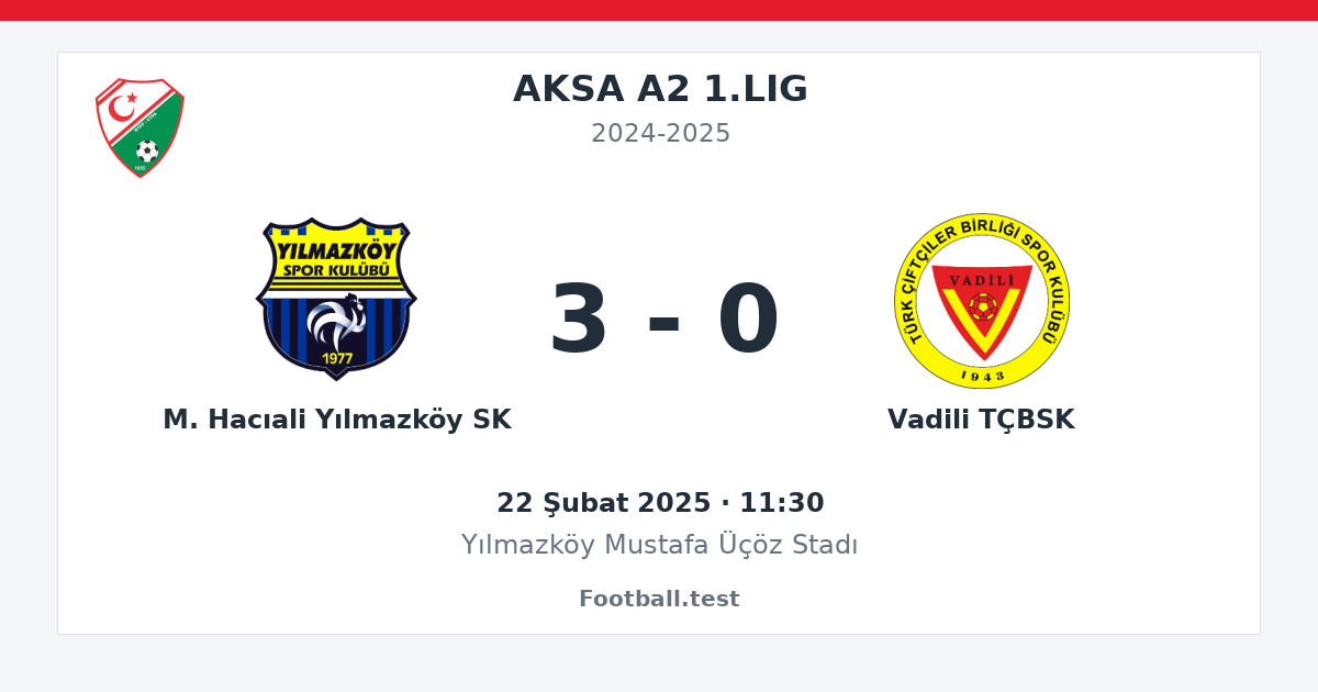 M. Hacıali Yılmazköy SK - Vadili TÇBSK 3 - 0 paylaşım kartı