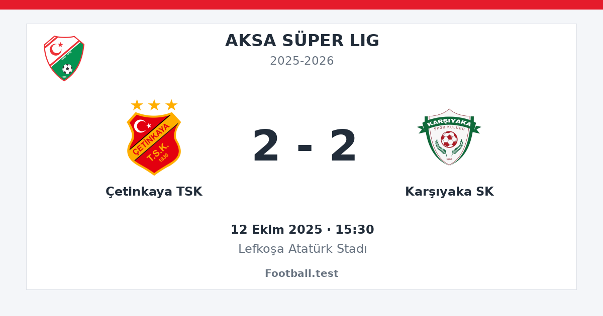 Çetinkaya TSK - Karşıyaka SK 2 - 2 paylaşım kartı
